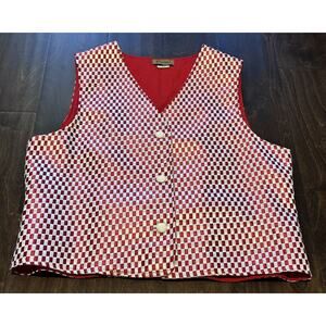 VTG USA BZ Wear Red White Woven Ribbon Christmas Valentines Prom Homecoming Vest